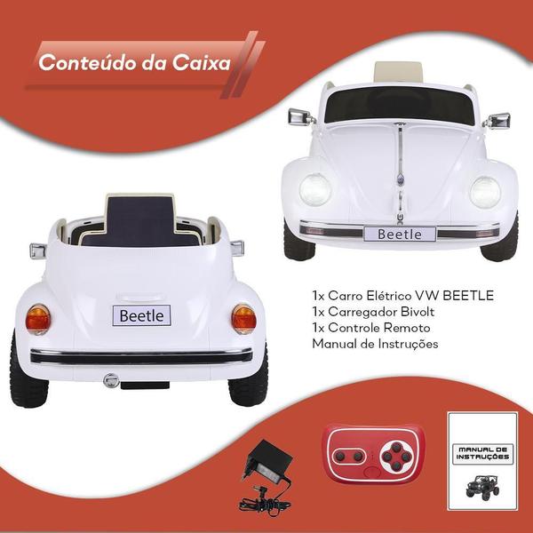 Imagem de Carrinho Elétrico Fusca Beetle 12V Branco Controle Remoto