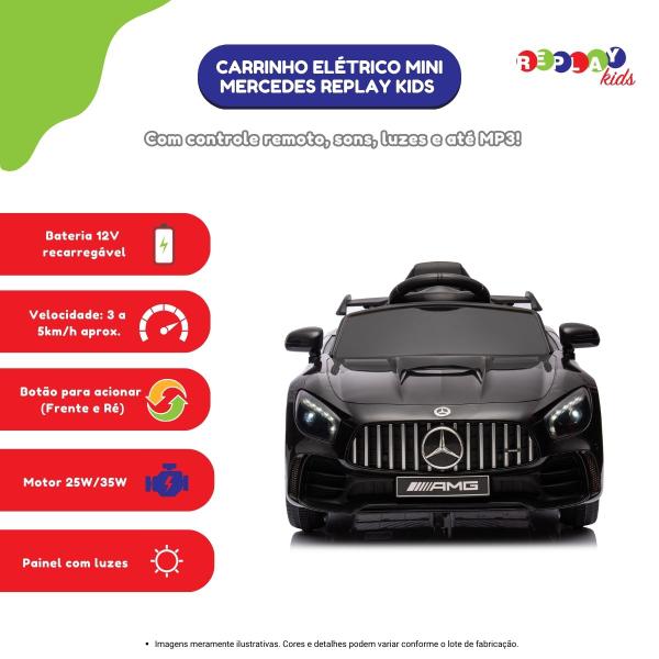 Imagem de Carrinho Elétrico Infantil Mini Mercedes Preto Replay Kids