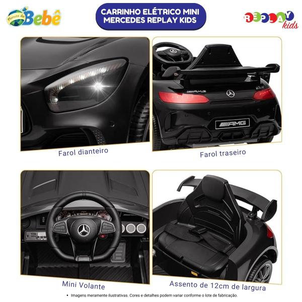 Imagem de Carrinho Elétrico Infantil Mini Mercedes Preto Replay Kids