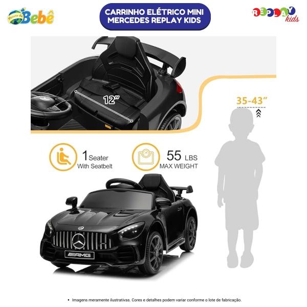 Imagem de Carrinho Elétrico Infantil Mini Mercedes Preto Replay Kids