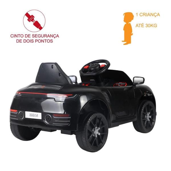 Imagem de Carrinho Elétrico Infantil Mini Preto 12V Motorizado Música