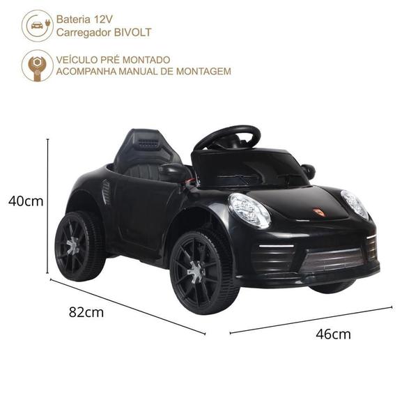 Imagem de Carrinho Elétrico Infantil Mini Preto 12V Motorizado Música