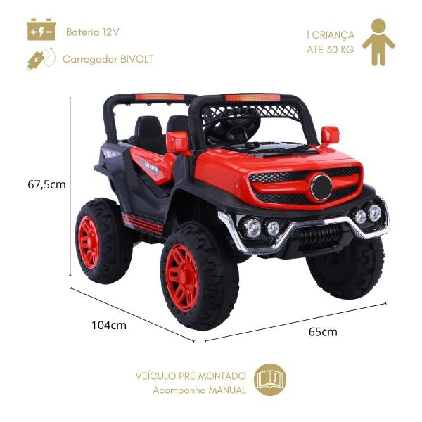 Imagem de Carrinho Elétrico Infantil Mini Quadriciclo 12v Motorizado 4x4 Vermelho