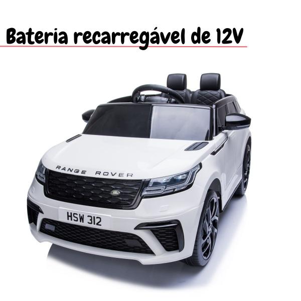 Imagem de Carrinho Elétrico Masculino/Feminino Infantil Land Rover Velar Branco Com Led Luzes MP3 Farol SD Controle Remoto