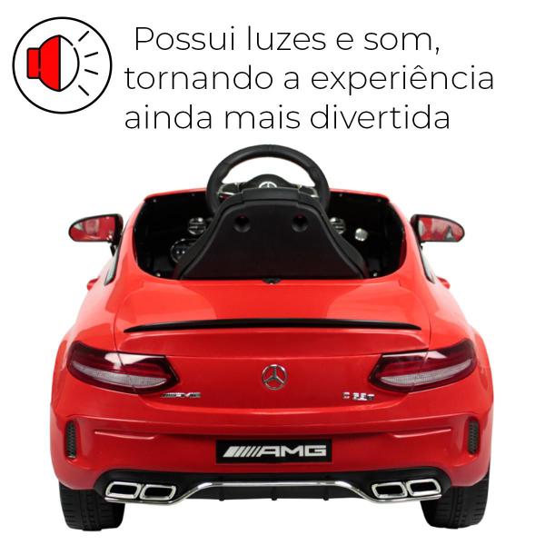 Imagem de Carrinho Elétrico Mercedes 12V Vermelho Infantil Passeio Pedal Ou Controle Remoto Com USB Até 25kg Bel