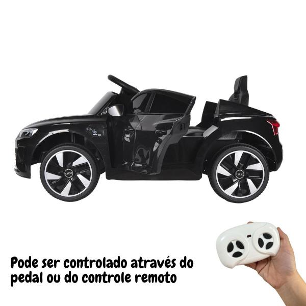 Imagem de Carrinho Elétrico Mini Audi E-tron Gt 6v Infantil Preto Bw273 Importway Toca MP3 Luz/Som Controle Remoto Suporta 25kg