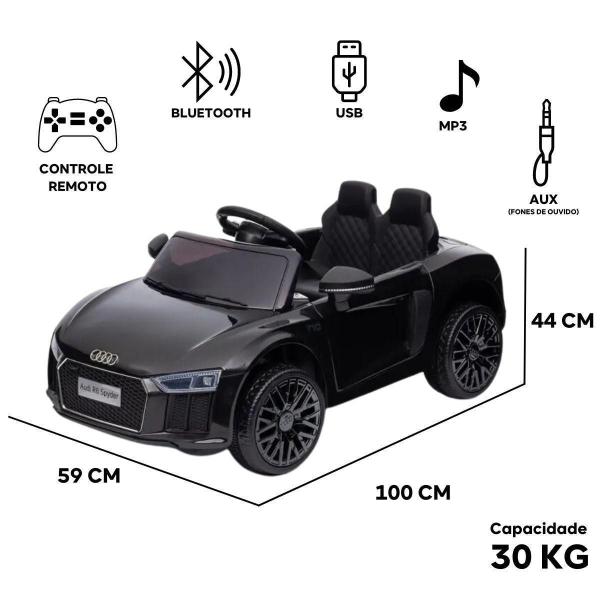 Imagem de Carrinho Eletrico Mini Carro Infantil Criança 12V Audi R8