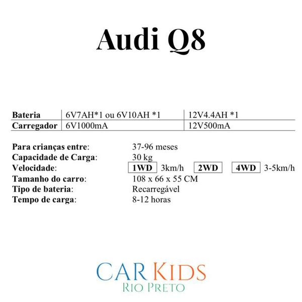 Imagem de Carrinho Elétrico Para Criança Deluxe AudiQ8 Laranja