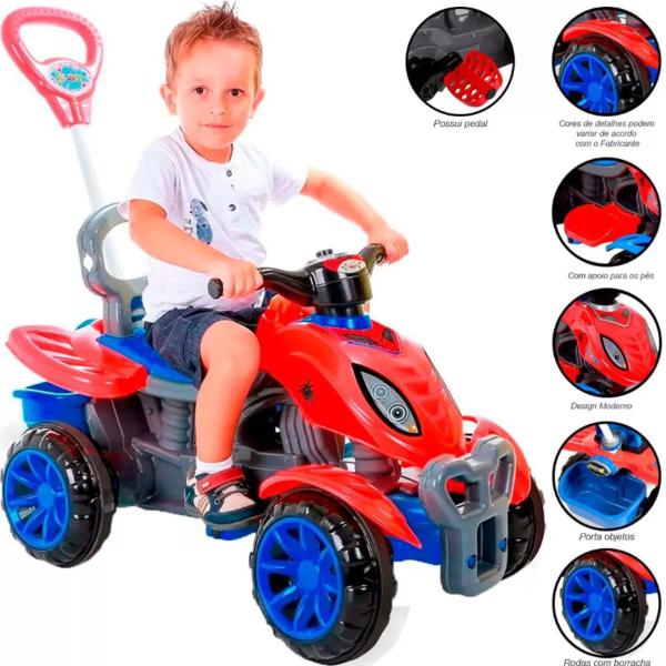 Imagem de Carrinho Empurrador Infantil Passeio Menino Menina Presente Moto Criança Bebê Quadriciculo Andador