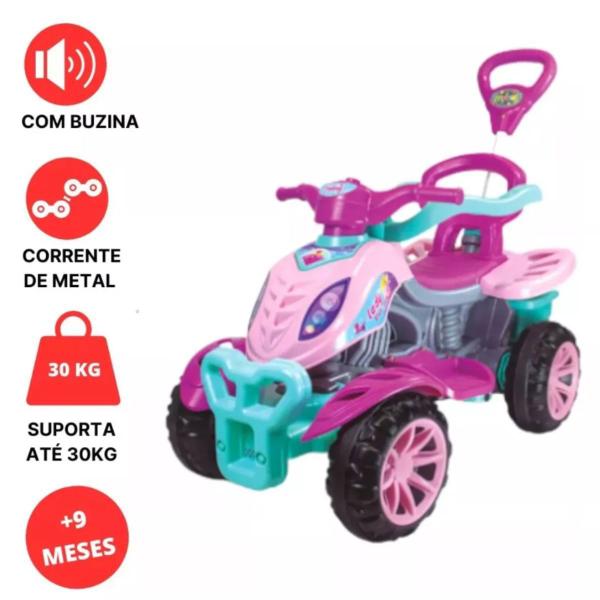 Imagem de Carrinho Empurrador Infantil Passeio Menino Menina Presente Moto Criança Bebê Quadriciculo Andador