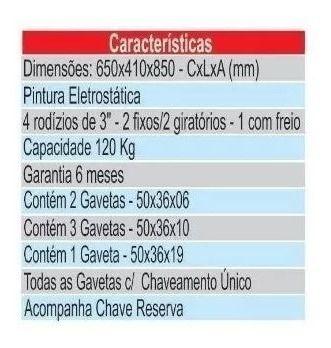 Imagem de Carrinho Fechado 6 Gavetas Ferramentas N 08 Fercar