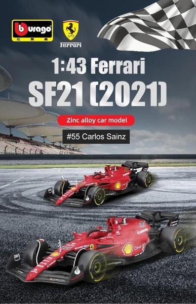 Imagem de Carrinho Fórmula 1 Ferrari Sf21 55 Miniatura 1:43 Bburago