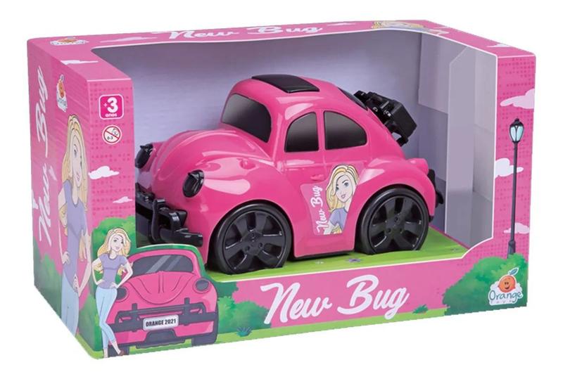 Imagem de Carrinho Fusca Rosa De Brinquedo New Bug Princesa Charmosa