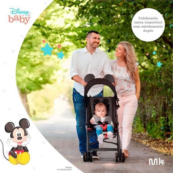 Imagem de Carrinho Guarda-Chuva Preto Passeio Do Bebê Mickey Disney Compacto - Multikids