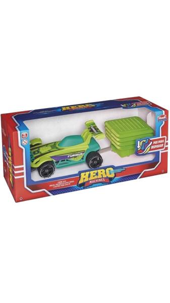 Imagem de Carrinho Hero Machines Super Carro Brinquedo Com Pedal Lançador Carros Verde Meninos