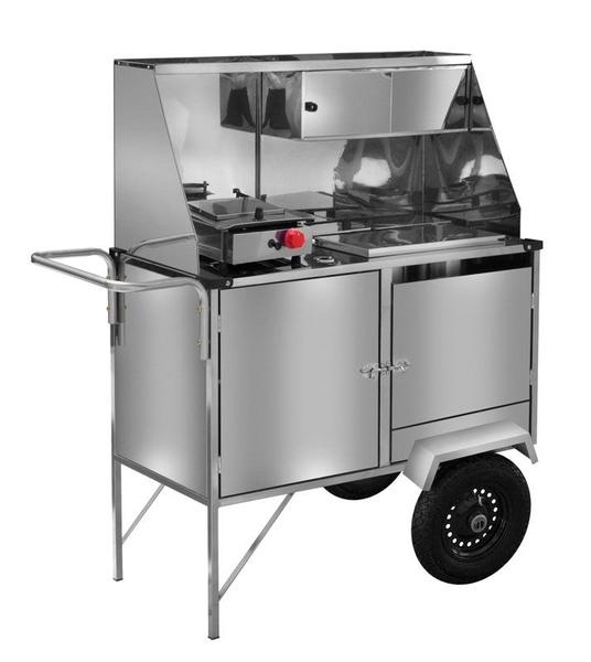 Imagem de Carrinho Hot Dog + Lanche Luxo T. Inox 430 com Rodas Pneumáticas e Toldo L10P/T Cefaz