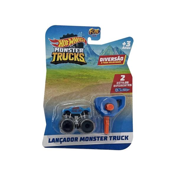 Imagem de  Carrinho Hot Wheels Mini Lançador Monster Truck Azul - Fun