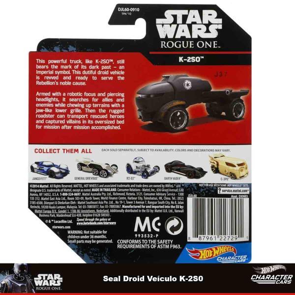 Imagem de Carrinho Hot Wheels Star Wars Rogue One Seal Droid Veículo K-2S0 - Mattel DJL60