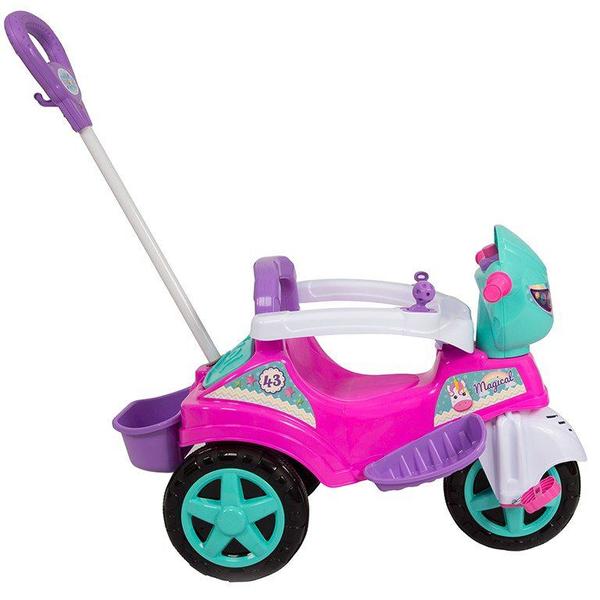 Imagem de Carrinho Infantil 2 em 1 Passeio e Pedal Triciclo Motoca Baby City Menina Maral