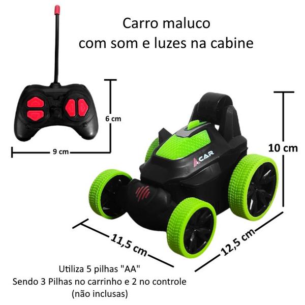 Imagem de Carrinho Infantil de Controle Resistente Carro Maluco com Luzes Coloridas