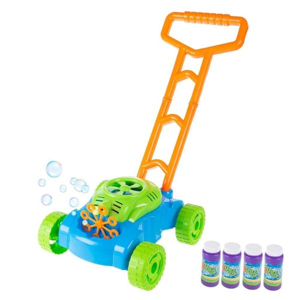 Imagem de Carrinho infantil lança bolhas máquina sabão empurrador soprador automático luxo