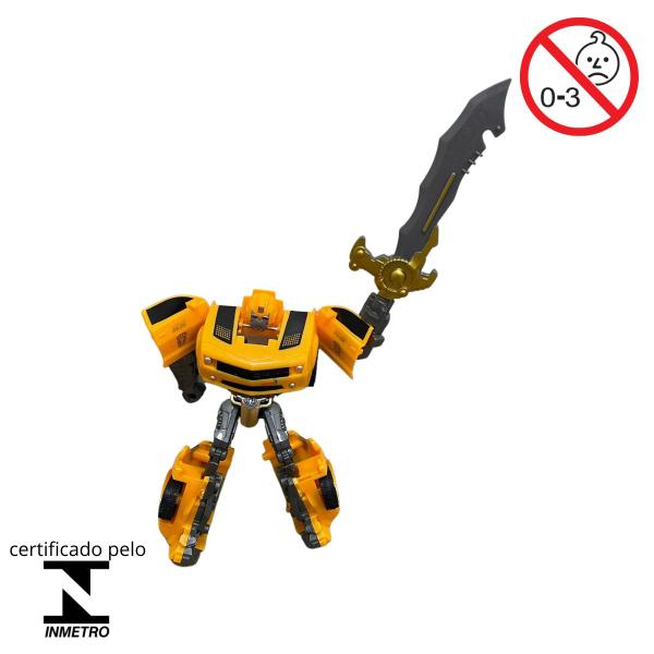 Imagem de Carrinho infantil transformer robo amarelo menino 