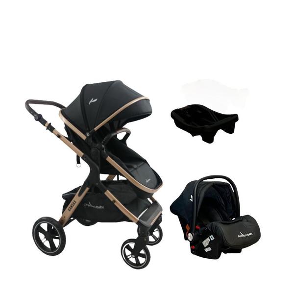 Imagem de Carrinho Kansas Gold Premium Baby c/ Bebê Conforto e Base