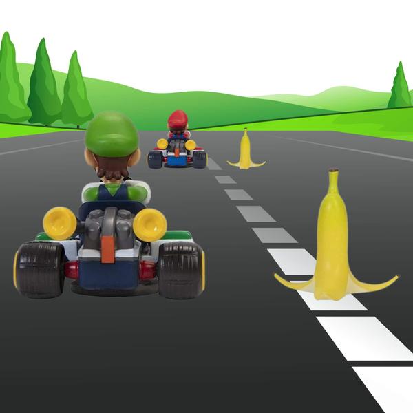 Imagem de Carrinho Kart Super Mario ou Luigi Spin Out com Casca de Banana de Brinquedo Candide - 3022