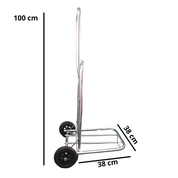 Imagem de Carrinho Mão Dobrável Ferro Cromado Bagagem Carga 170 Kg