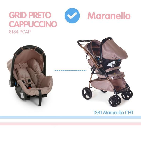 Imagem de Carrinho Maranello Chocolate e Bebê Conforto Base Galzerano