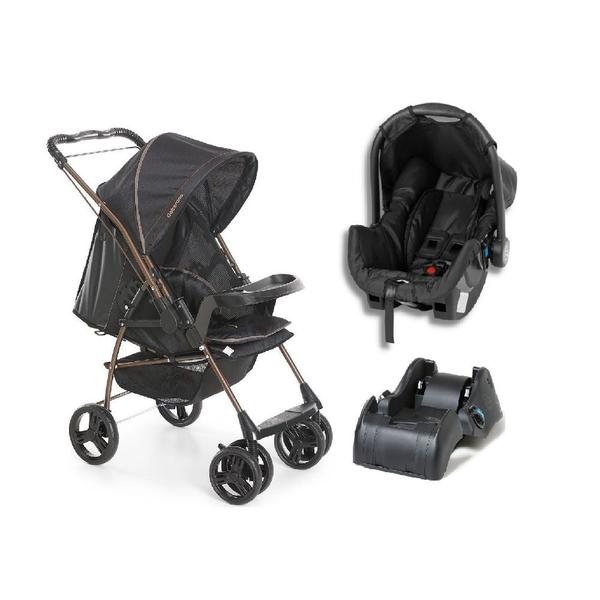 Imagem de Carrinho milano cabo reversivel ii preto cobre + bebe conforto grid + base- galzerano