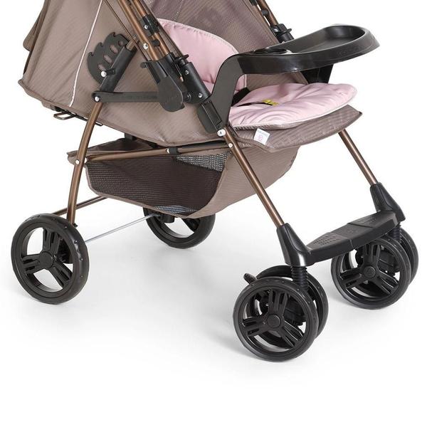 Imagem de Carrinho Milano Rev Ii Cappuccino Rosa Bebê Conforto E Base