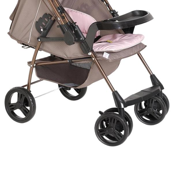 Imagem de Carrinho milano reversivel ii cappuccino rosa + bebe conforto grid + base- galzerano