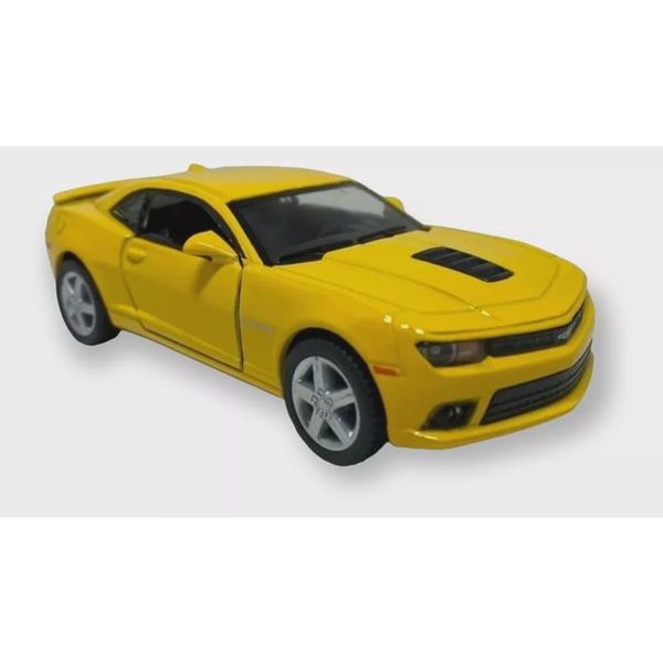 Imagem de Carrinho Miniatura Camaro Amarelo 2014 Fricção Metal Escala 1/38