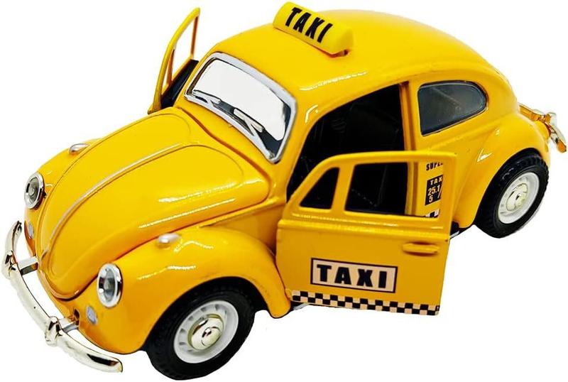 Imagem de Carrinho Miniatura De Metal Fusca Taxi Antigo Amarelo 13cm