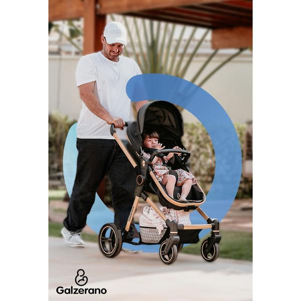 Imagem de Carrinho Moises Ivy Preto e Caramelo com Bebe Conforto Grid - Galzerano