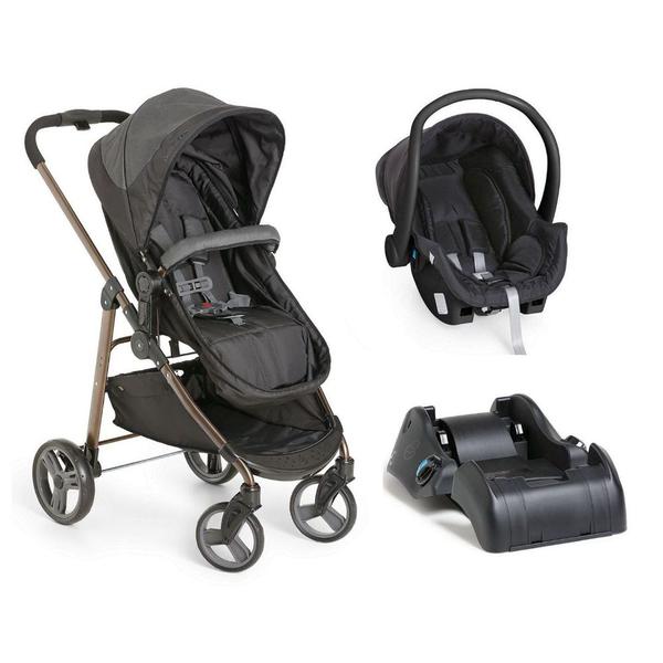 Imagem de Carrinho moises olympus preto + bebe conforto + base - galzerano