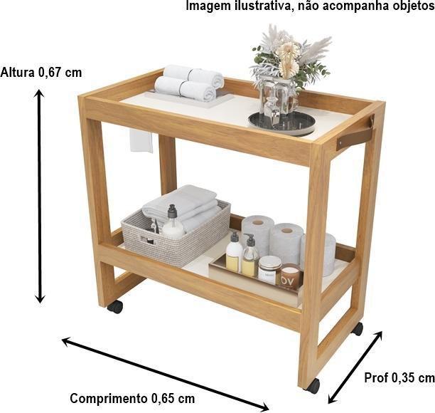 Imagem de Carrinho Multiuso Orfeu Rodizios Ambientes Perola Comprar