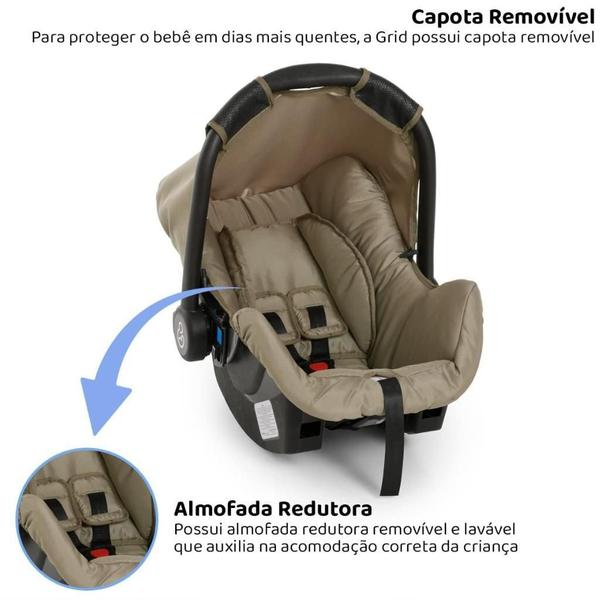 Imagem de Carrinho Olympus Chocolate Com Bebê Conforto Grid E Base