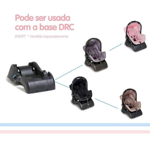 Imagem de Carrinho Olympus Preto Com Bebê Conforto Grid Rosa E Base