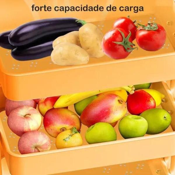 Imagem de Carrinho Organizador Fruteira Rodinha Salão Manicure Amarelo