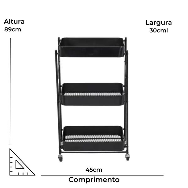 Imagem de Carrinho Organizador Multiuso Dobrável de Ferro com Rodinhas