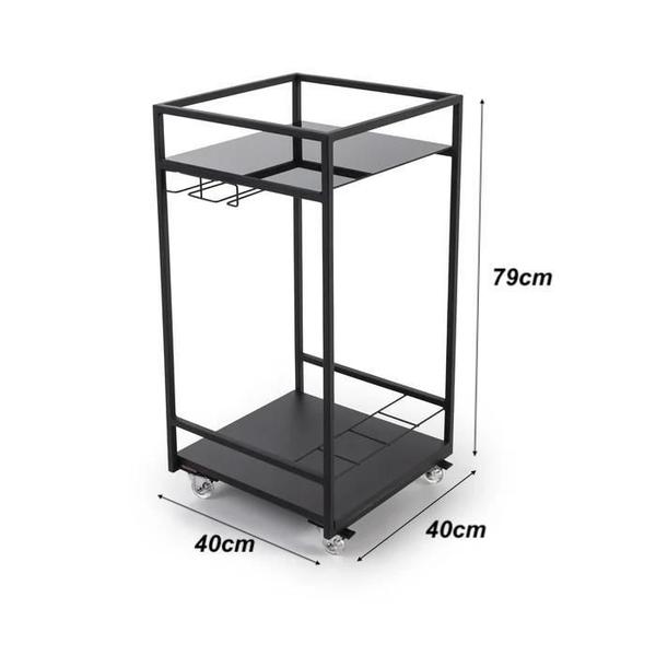 Imagem de Carrinho Organizador Para Bar Frame Preto Com Rodinhas Forma