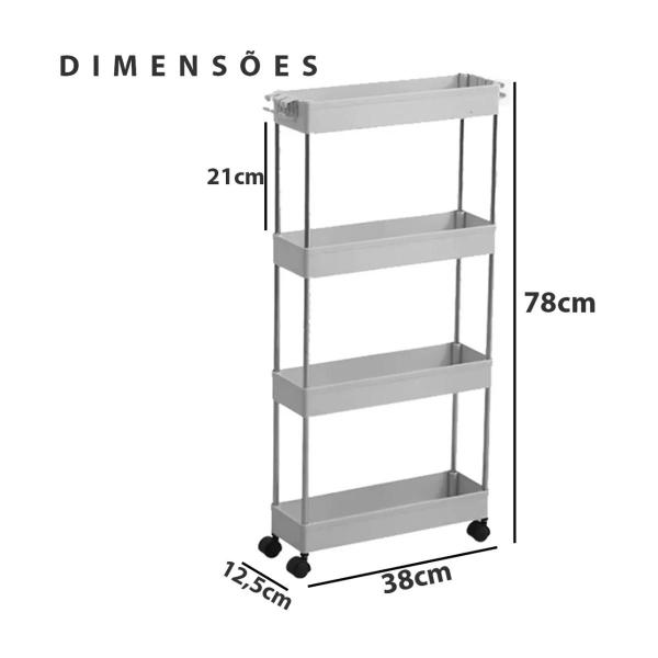 Imagem de Carrinho Organizador Prateleira Cozinha Multiuso 4 Andares
