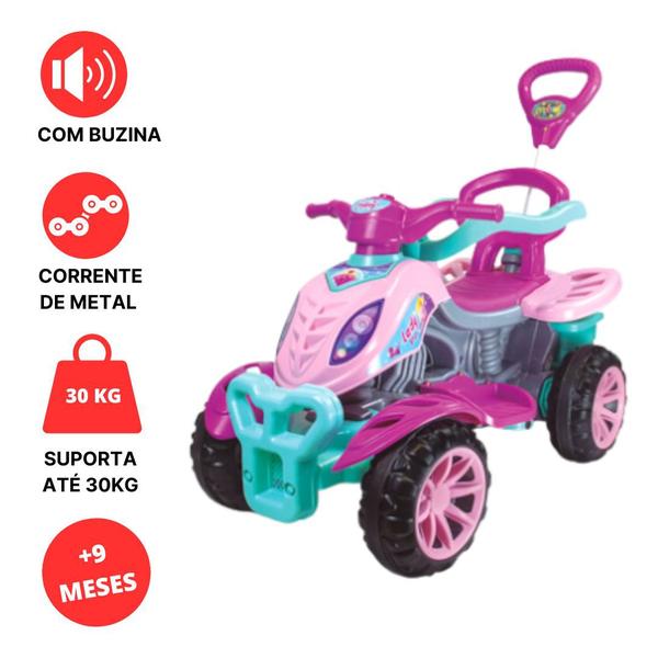 Imagem de Carrinho Passeio Infantil Quadriciclo Criança Pedal Haste