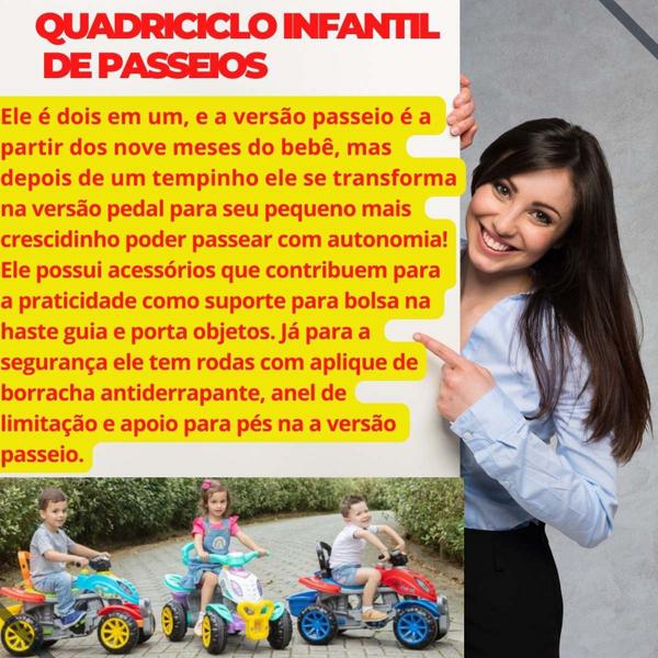 Imagem de Carrinho Passeio Menina menino infantil Quadriciclo De Empurrar Presente