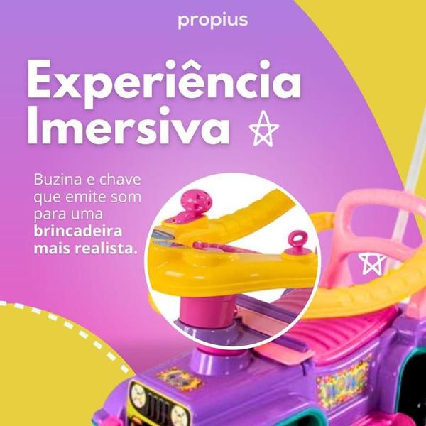 Imagem de Carrinho Passeio Quadriciclo Infantil Menina Haste Guia Mini