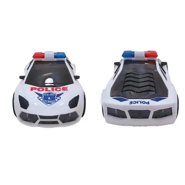 Imagem de Carrinho Policia Infantil Menino Bate Volta Som Luz 3d  E Movimento 360