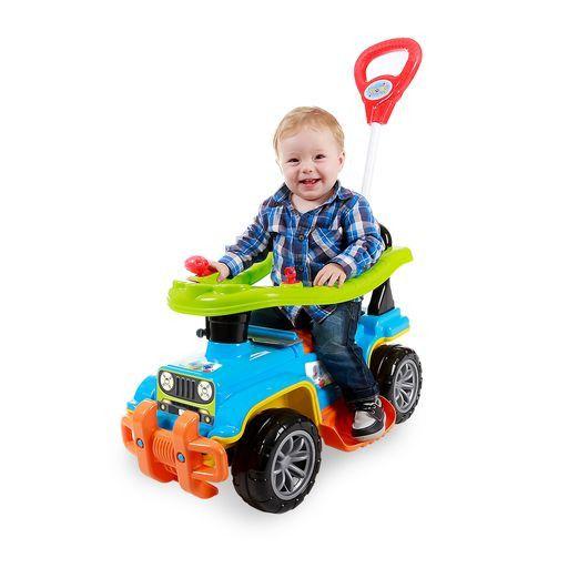 Imagem de Carrinho Quadrciclo de Brinquedo Carro Jip Jip Infantil C/ Empurrador Colorido menino Menina