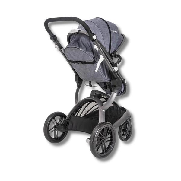 Imagem de Carrinho quantum melange azul + bebe conforto casulo click preto (415q) + base - kiddo